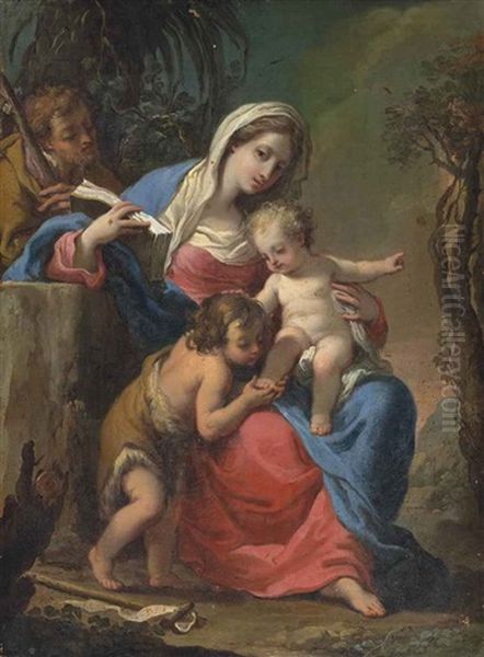 The Holy Family With The Infant Saint John The Baptist - A Bozzetto Oil Painting by Gaetano Gandolfi