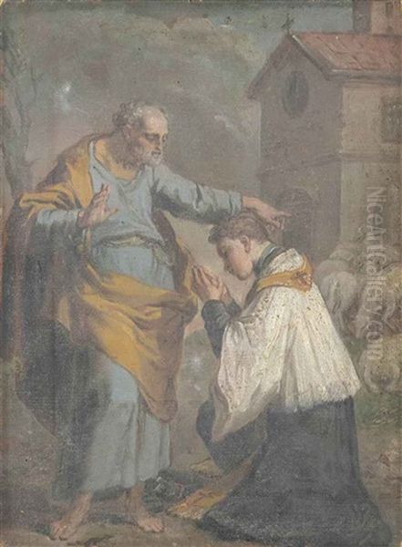 The Sacrament Of Ordination - A Bozzetto Oil Painting by Gaetano Gandolfi