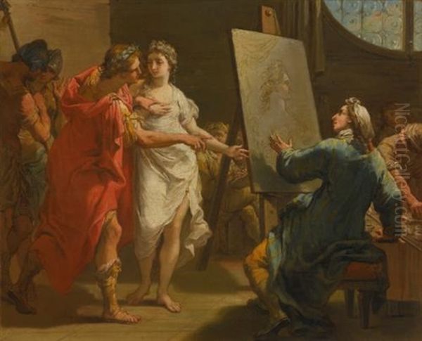 Alexander And Diogenes; Alexander Presenting Campaspe To Apelles (pair) Oil Painting by Gaetano Gandolfi