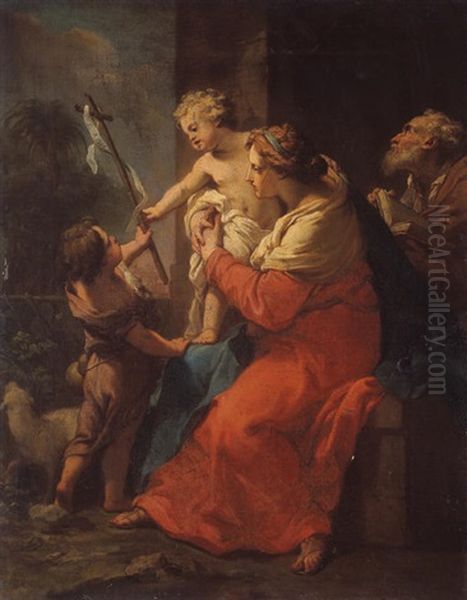 The Holy Family With Saint John The Baptist Oil Painting by Gaetano Gandolfi