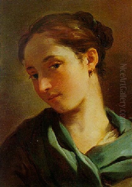 Portrait Of A Woman With An Earring Oil Painting by Gaetano Gandolfi