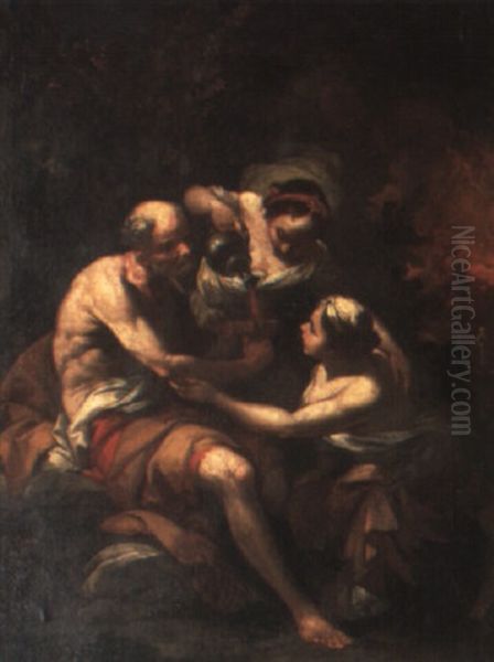 Lot And His Daughters Oil Painting by Gaetano Gandolfi