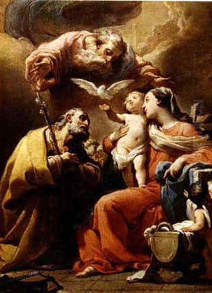 The Holy Family With God The Father And The Holy Spirit Oil Painting by Gaetano Gandolfi