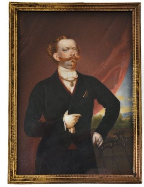 Portrait Du Prince De Piemont, Futur Victor Emmanuel Ii En Costume Civil Oil Painting by Luigi Gandolfi