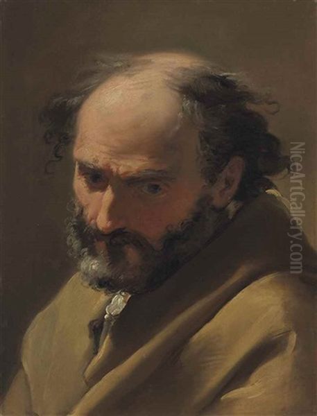 A Bearded Man, Bust-length, In A Brown Cape by Ubaldo Gandolfi