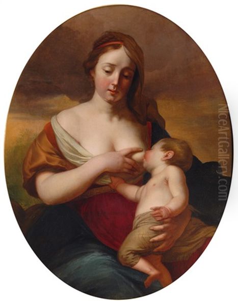 Mother And Her Nursling Oil Painting by Ubaldo Gandolfi