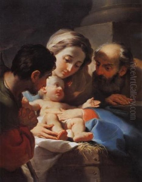 Sacra Famiglia Con Un Pastore Oil Painting by Ubaldo Gandolfi