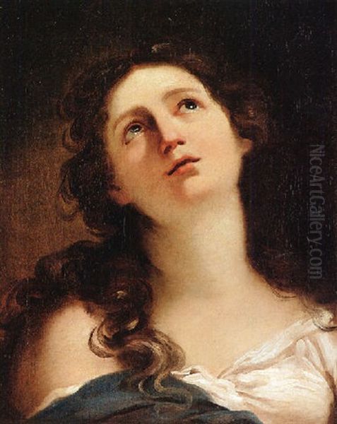 A Study Of A Young Woman, Head And Shoulders, (mary Magdalene?) Oil Painting by Ubaldo Gandolfi