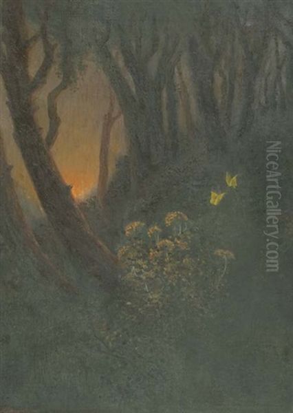 Yellow Butterflies Oil Painting by Jamini Prakash Gangooly