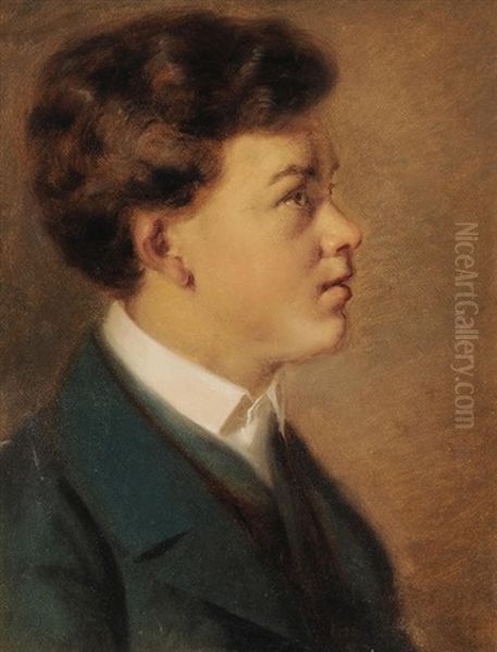 Profilportrait Eines Knaben Mit Dunkelbraunem Haar Oil Painting by Georg Anton Gangyner