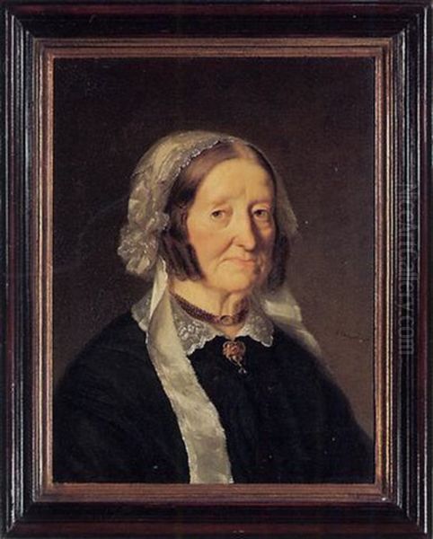 Portrat Frau Elisabetha Marty-leder Oil Painting by Georg Anton Gangyner