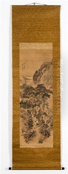 Ganku ( - 1838): Mountain Landscape With Scholars Oil Painting by  Ganku