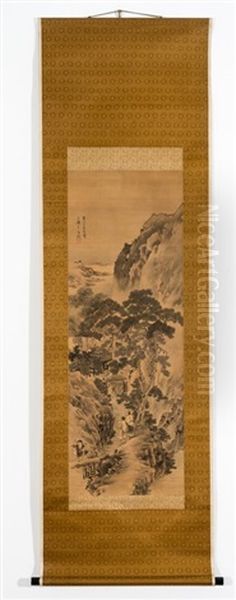 Ganku ( - 1838): Mountain Landscape With Scholars Oil Painting by  Ganku