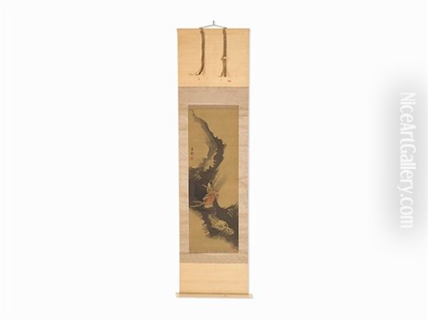 Silk Scroll Of Benzaiten Oil Painting by  Ganku