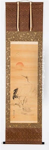 Crane Against Rising Sun Oil Painting by  Ganku