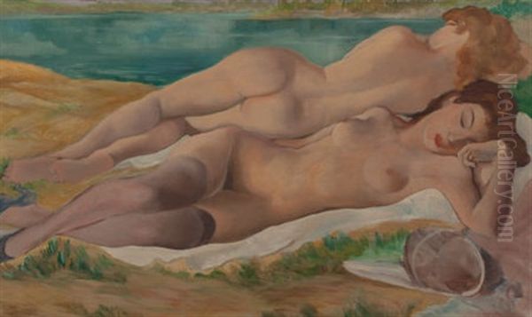 The Sunbathers Oil Painting by Emil Ganso