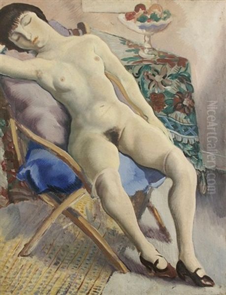 Seated Nude Oil Painting by Emil Ganso