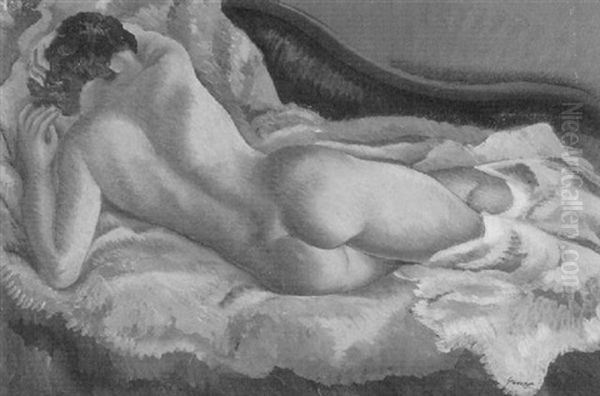 Reclining Female Nude Oil Painting by Emil Ganso