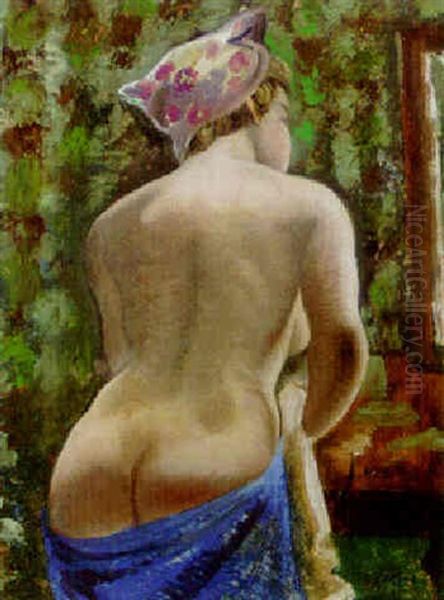 Nude From Behind Oil Painting by Emil Ganso