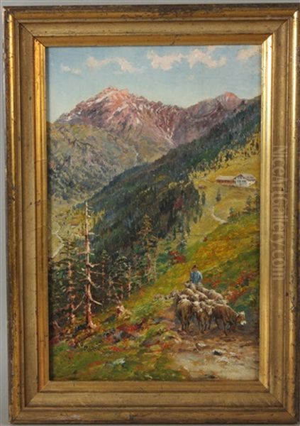 Almabtrieb Oil Painting by Hans Gantner