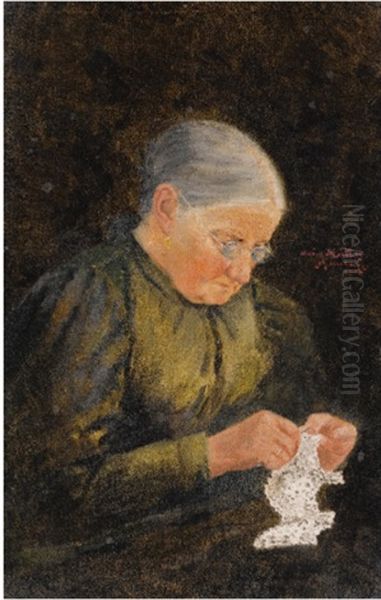 Portrait Of The Artist's Mother Oil Painting by Hans Gantner