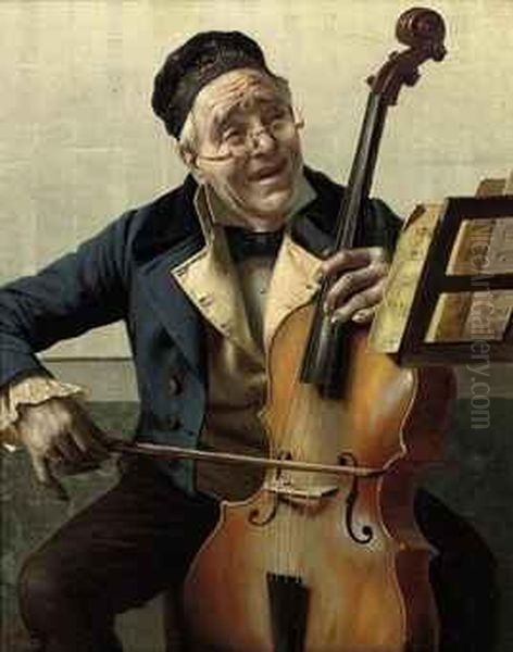 The Cellist Oil Painting by F Avito