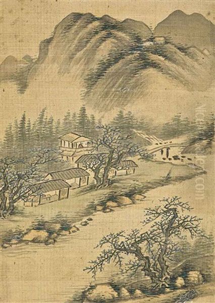 Landscapes In Ancient Styles (album W/10 Works) Oil Painting by  Gao Cengyun