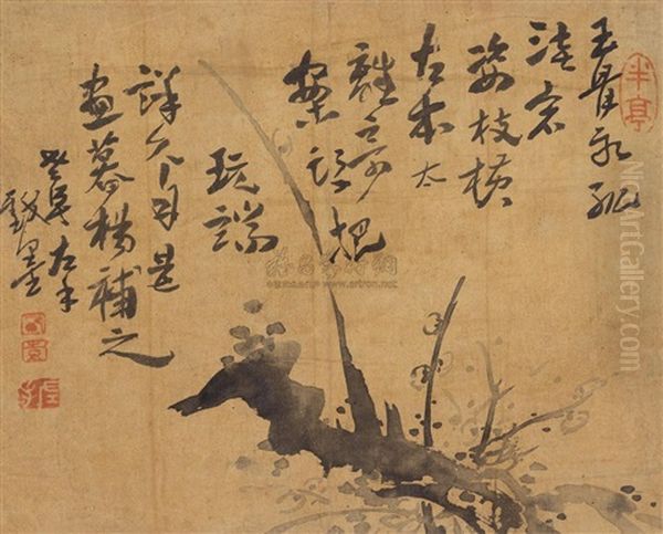 Plum Blossom Oil Painting by  Gao Fenghan