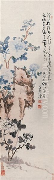 Flowers And Stone Oil Painting by  Gao Fenghan