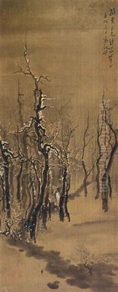 Gathering Wood After Snow Oil Painting by  Gao Jianseng