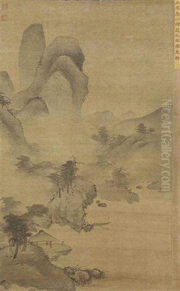 Un Paysage Lacustre Et Montagneux Emergeant D'une Brume Matinale D'automne Oil Painting by  Gao Kegong