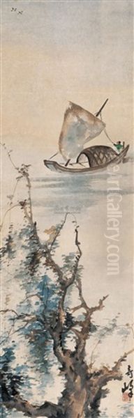 Fishing Boat Oil Painting by  Gao Qifeng