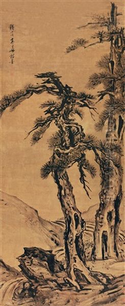 Pine Tree Oil Painting by  Gao Qipei