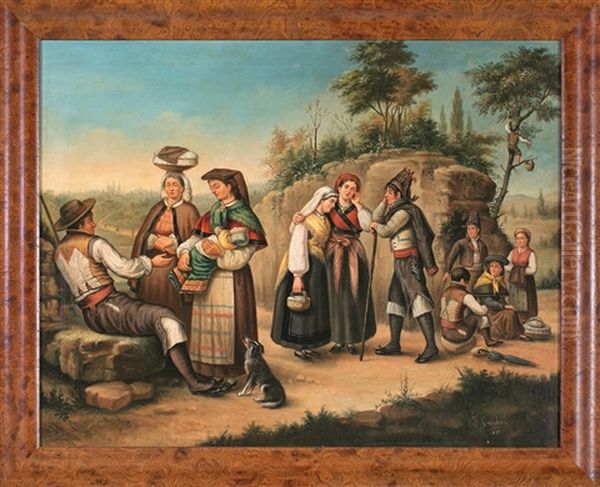 Escena De Romeria Oil Painting by Jose Maria Garabal