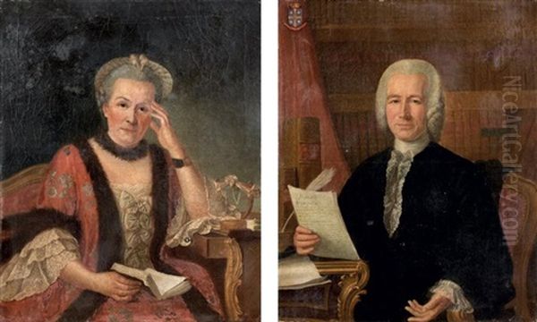 Portraits De Monsieur Et Madame Antoine Gaspard Boucher D'argis (2 Works) Oil Painting by Jean Baptiste Garand