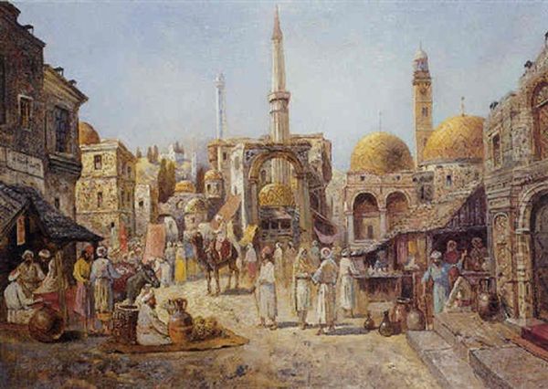 En El Souk Oil Painting by Juan Jose Garate Y Clavero