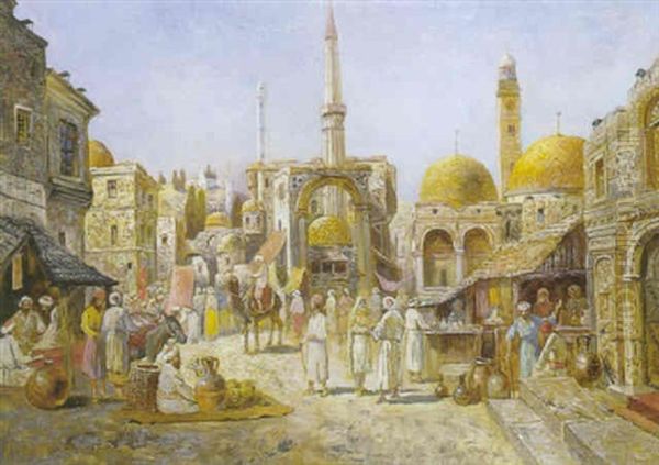 Animation Sur Une Place En Turquie Oil Painting by Juan Jose Garate Y Clavero