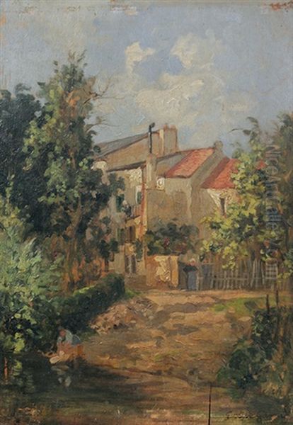 Haus Mit Garten Oil Painting by Gustave Cesaire Garaud