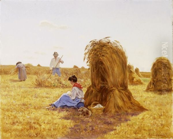 Bauern Bei Der Ernte Oil Painting by Gustave Cesaire Garaud