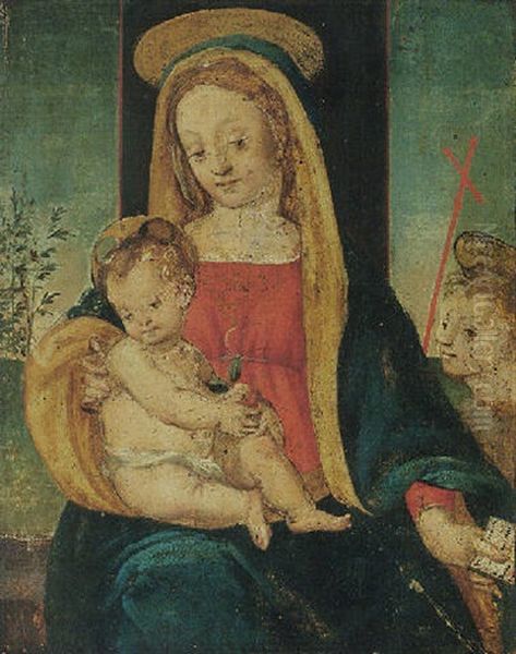 The Madonna And Child With The Infant Saint John The Baptist by Raffaelino del Garbo