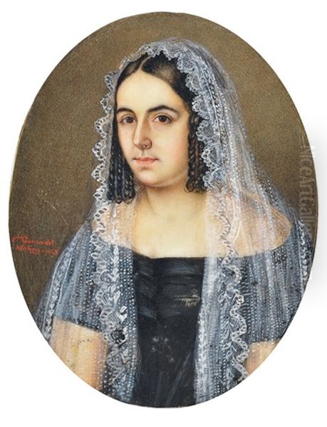 Dona Agustina Rosas De Mansilla Oil Painting by Fernando Garcia Del Molino