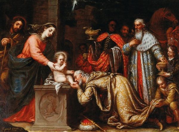 The Adoration Of The Magi Oil Painting by Josef Garcia el Hidalgo