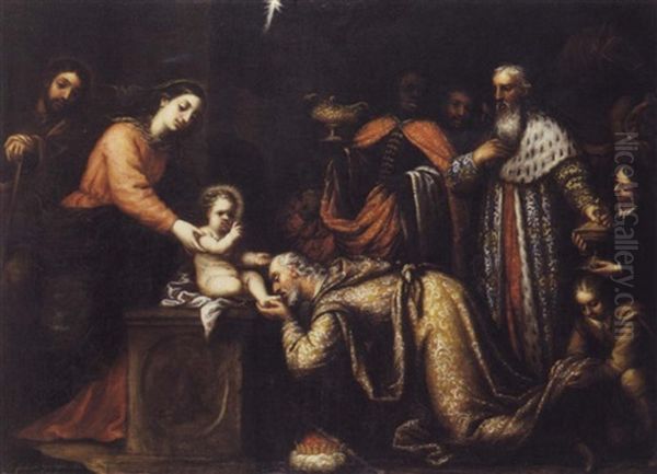 L'adoration Des Mages Oil Painting by Josef Garcia el Hidalgo