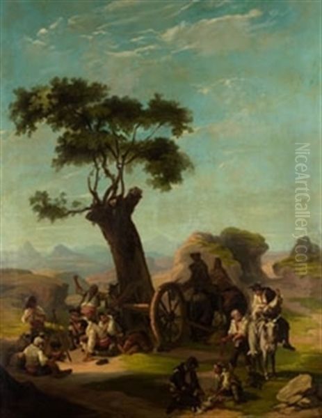 El Descanso De La Jornada Oil Painting by Manuel Garcia Hispaleto