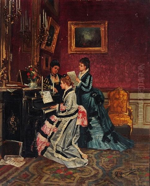 The Piano Recital Oil Painting by Antonio Garcia Y Mencia