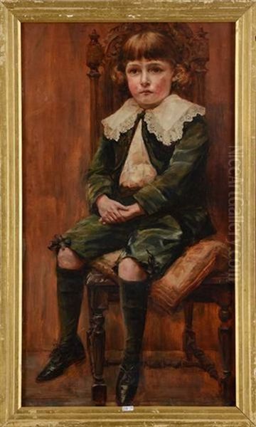 Portrait D'un Jeune Garcon Assis Oil Painting by Antonio Garcia Y Mencia