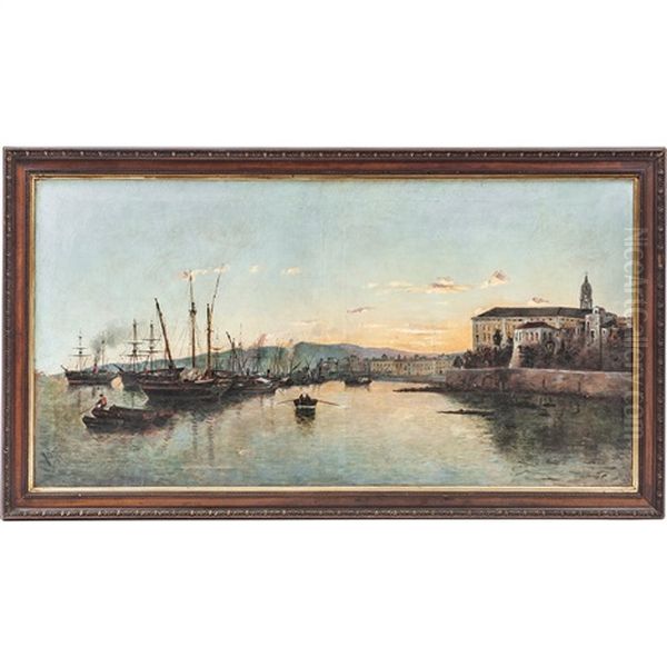 Vista De Puerto Oil Painting by Jose Garcia y Ramos