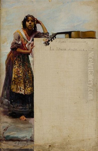 Aires Nacionales La Gitana Andaluza Oil Painting by Jose Garcia y Ramos