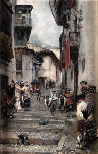 Cuesta De San Gregorio, El Albaicin Oil Painting by Jose Garcia y Ramos