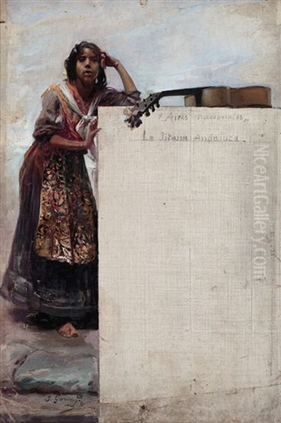 Aires Nacionales, La Gitana Andaluza (boceto Para Cartel) Oil Painting by Jose Garcia y Ramos